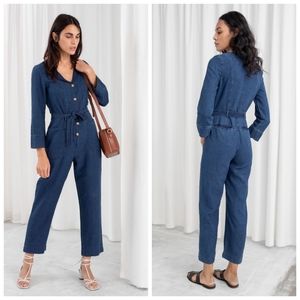 & Other Stories linen blend denim jumpsuit